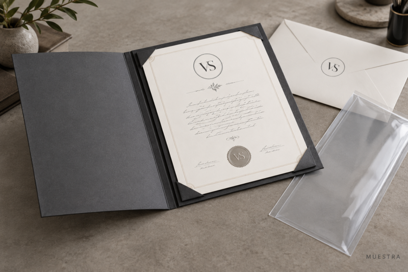Certificado VS entregado en carpeta de archivo